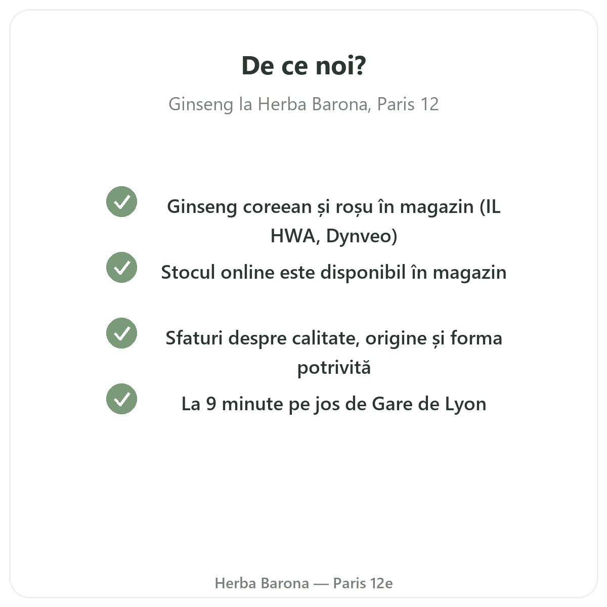 De ce să cumpărați Ginseng roșu coreean Paris la Paris, la Herba Barona Paris, arondismentul 12
