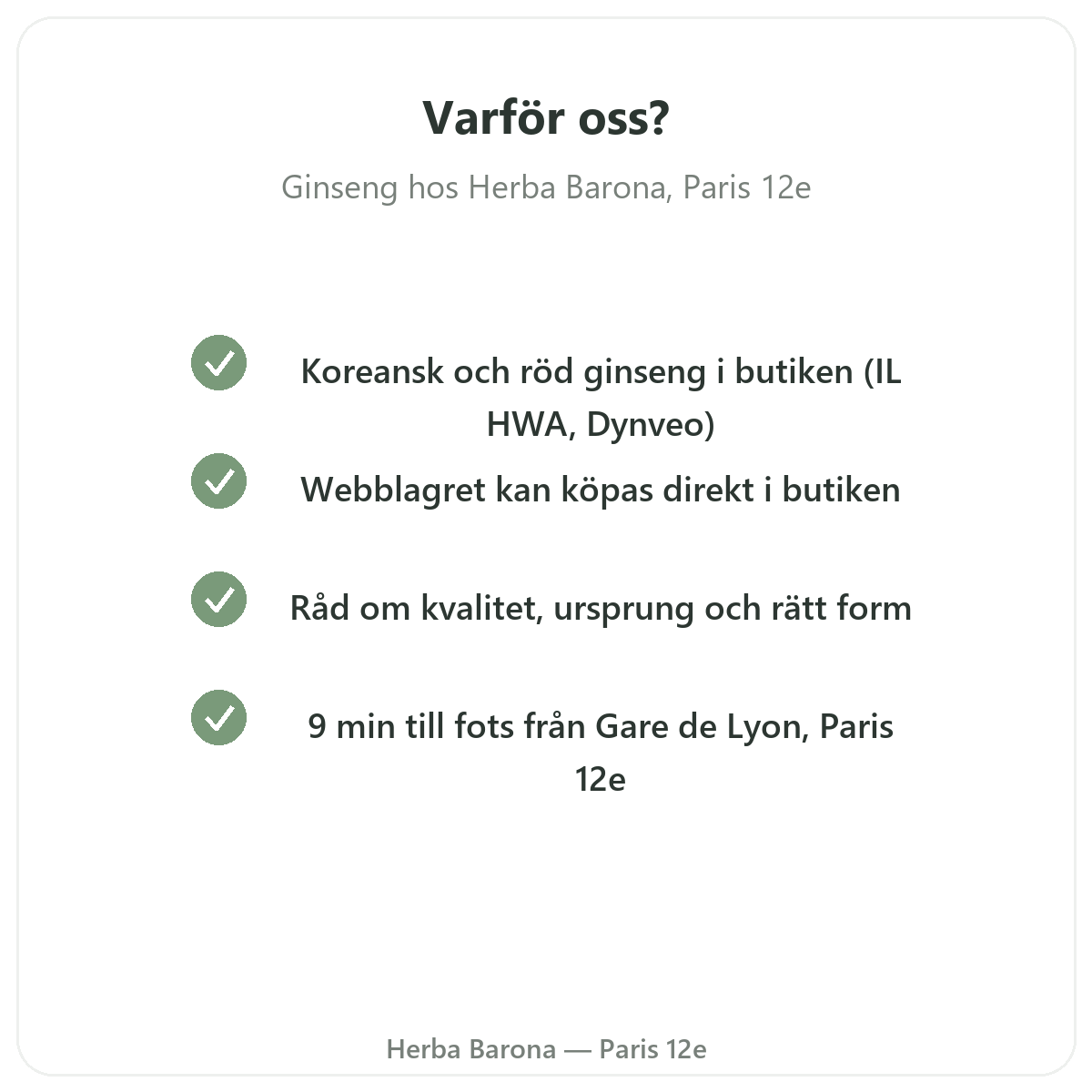Varför köpa koreansk röd ginseng i Paris hos Herba Barona Paris 12e