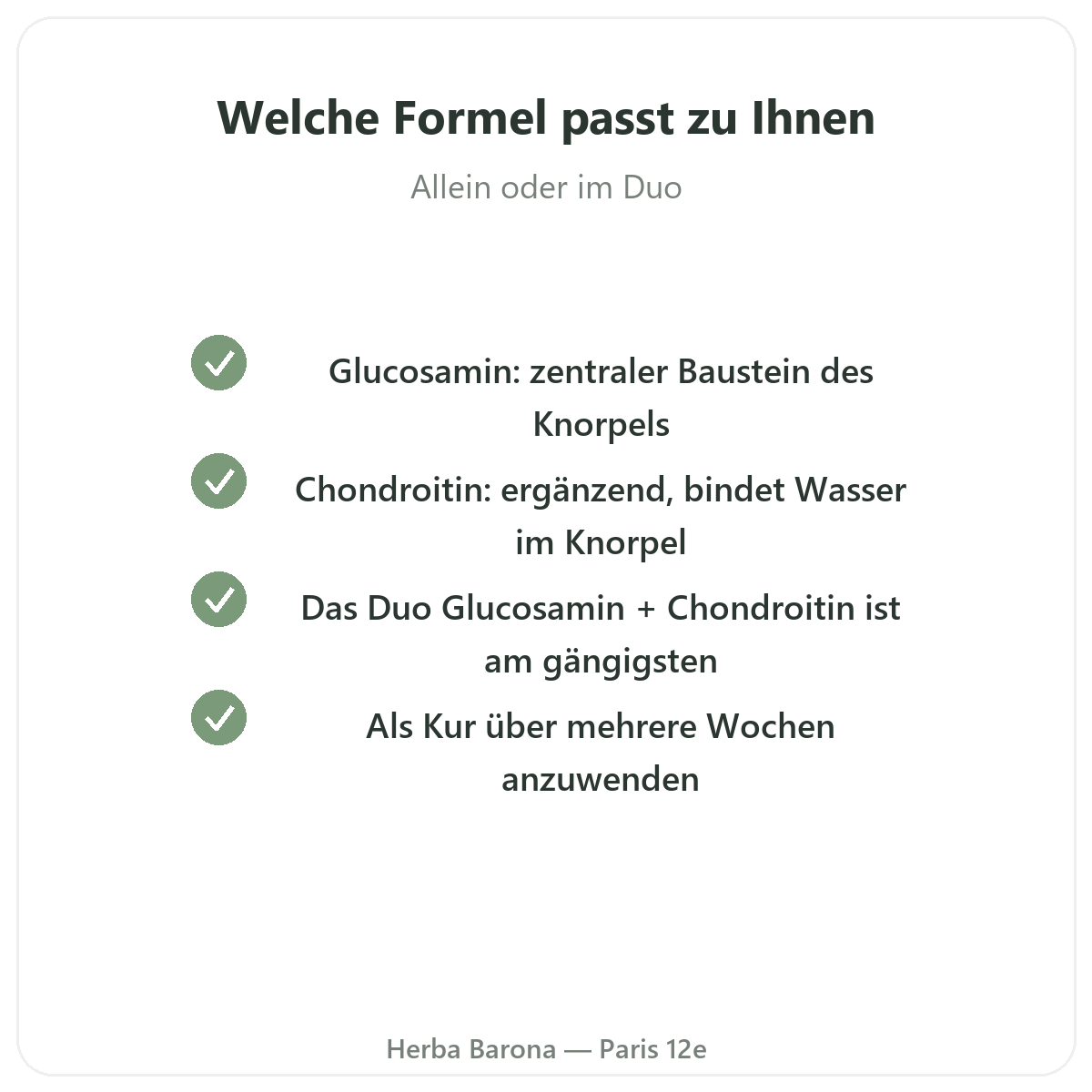 Glucosamin Chondroitin Paris - Qualitätsversprechen bei Herba Barona Paris 12e