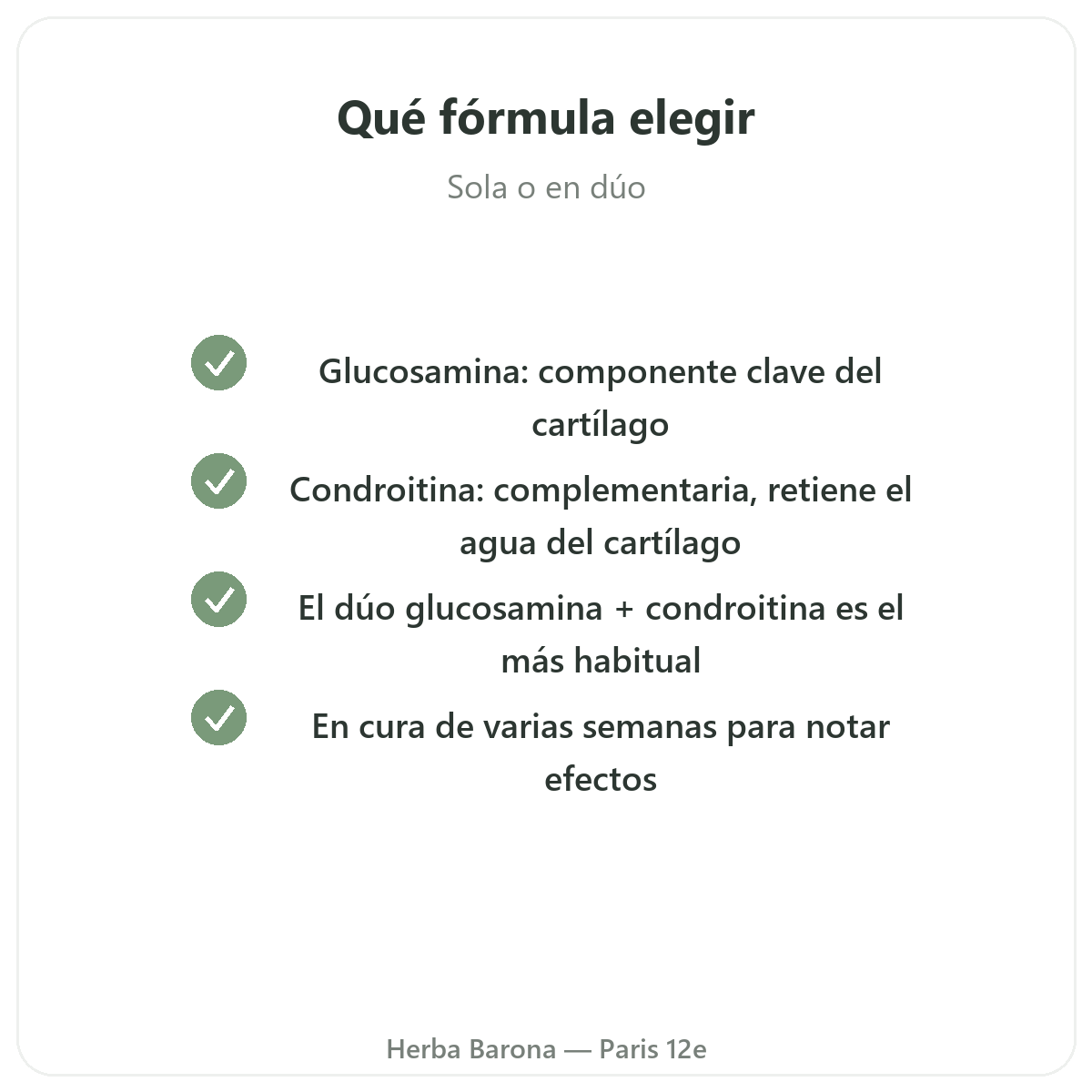 Glucosamina condroitina París - compromisos de calidad en Herba Barona París 12e