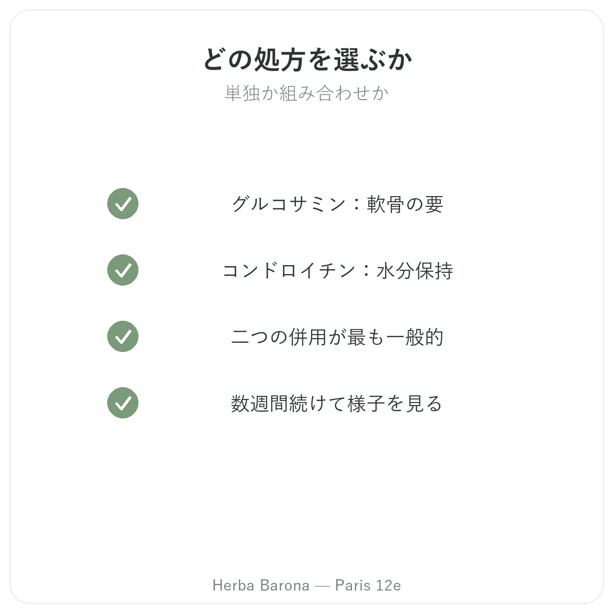 グルコサミン コンドロイチン パリ - Herba Baronaの品質へのこだわり パリ12区