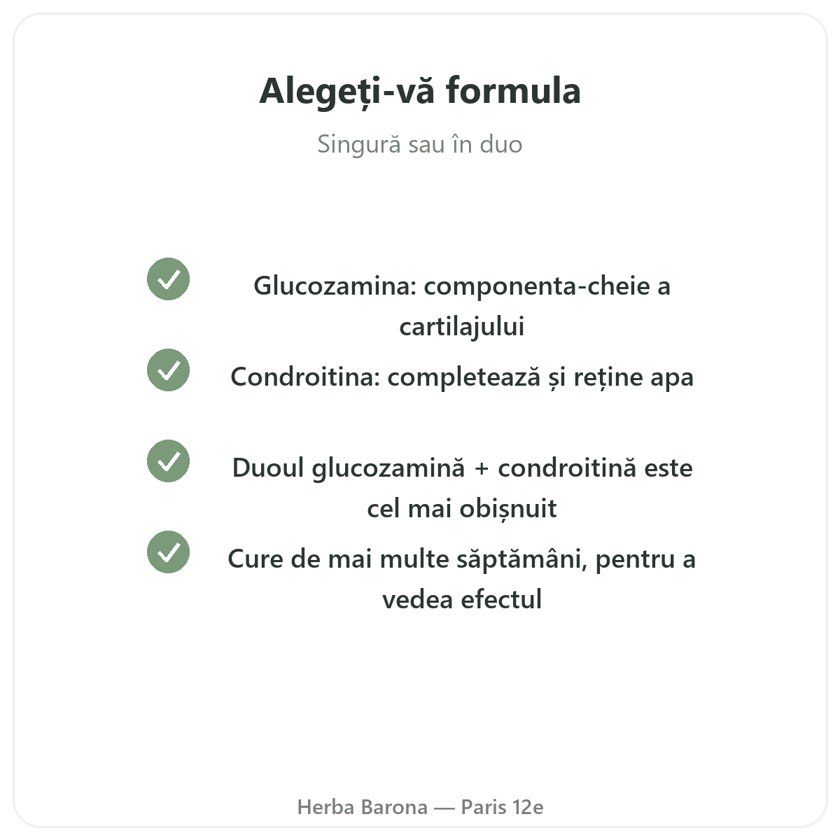 Glucozamină condroitină Paris - angajamente de calitate la Herba Barona Paris, arondismentul 12