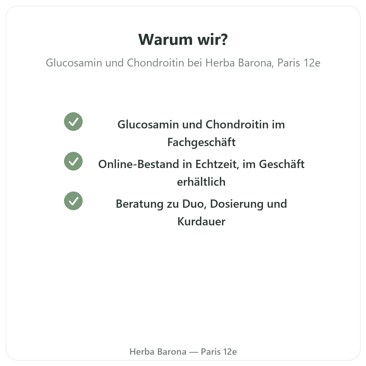 Warum Glucosamin Chondroitin in Paris bei Herba Barona kaufen Paris 12e