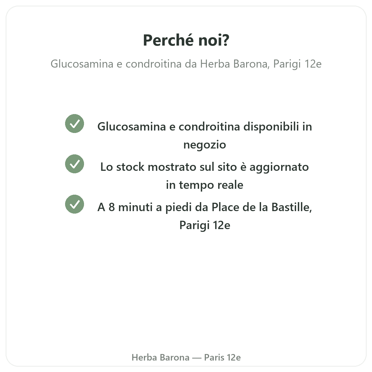 Perché acquistare Glucosamina condroitina Paris a Parigi da Herba Barona Paris 12e