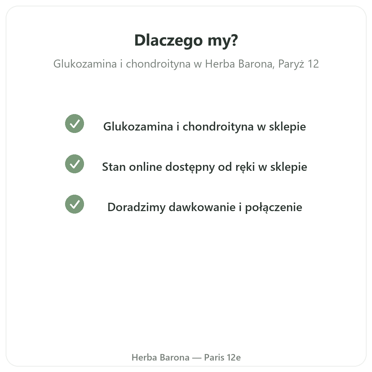 Dlaczego kupić glukozaminę i chondroitynę w Herba Barona - Paryż i dostawa do Polski