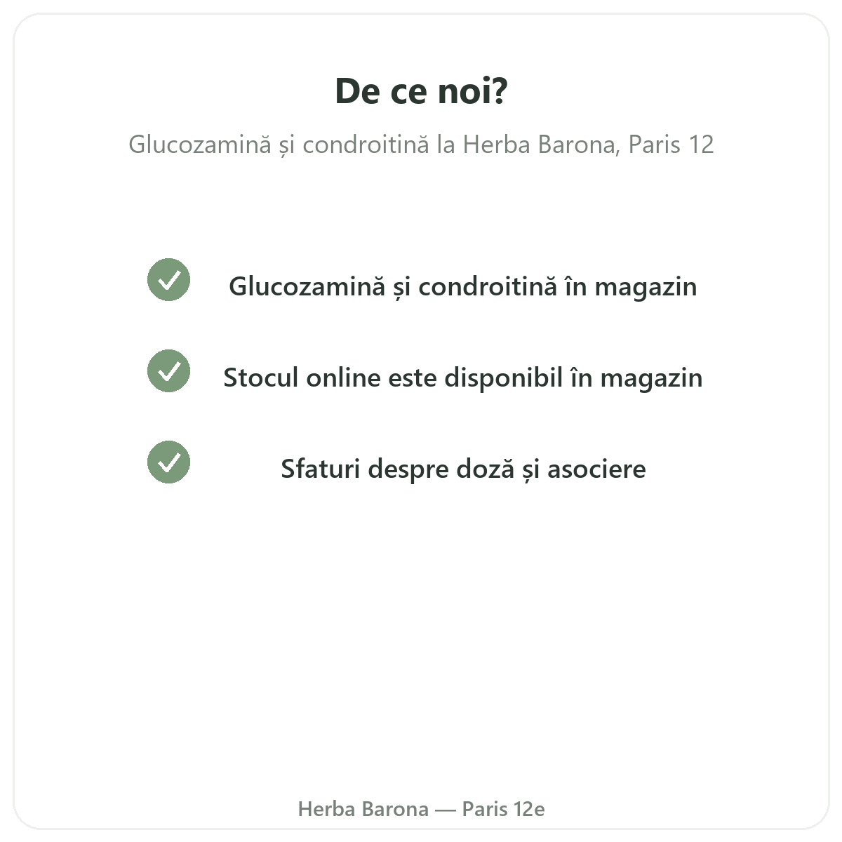 De ce să cumpărați Glucozamină condroitină Paris la Paris, la Herba Barona Paris, arondismentul 12