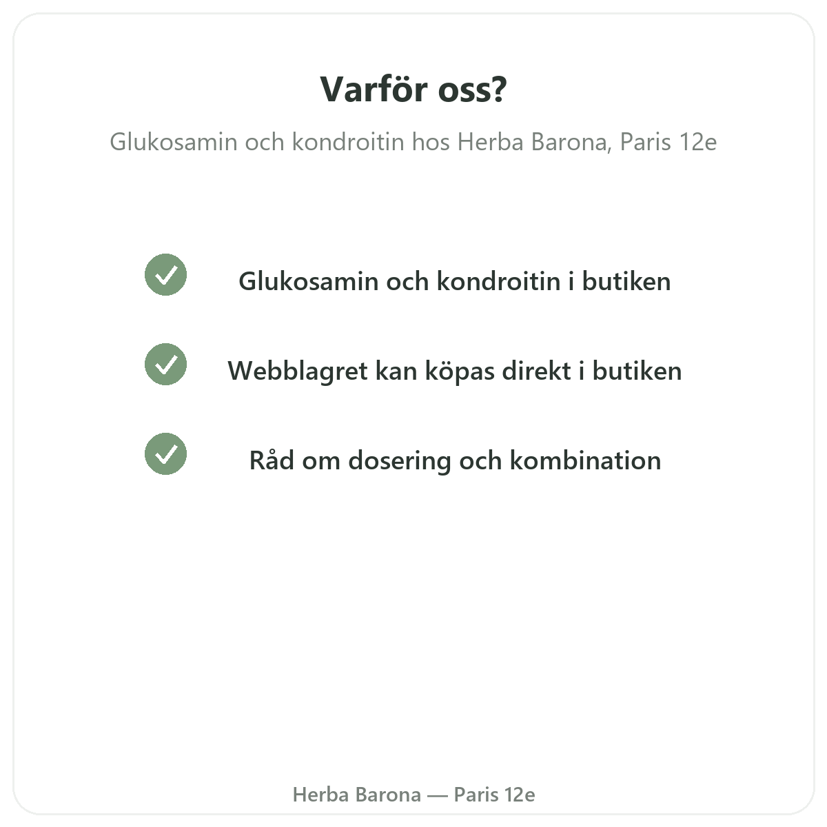 Varför köpa Glukosamin och kondroitin i Paris hos Herba Barona Paris 12e
