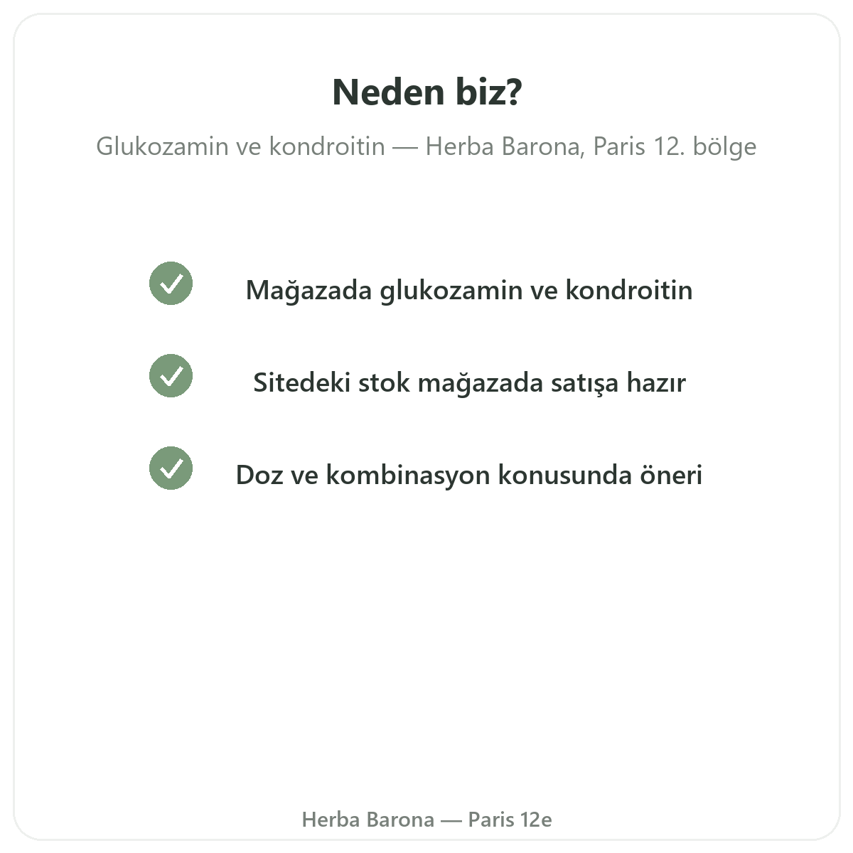 Paris’te Herba Barona Paris 12. bölge’den neden glukozamin kondroitin almalısınız