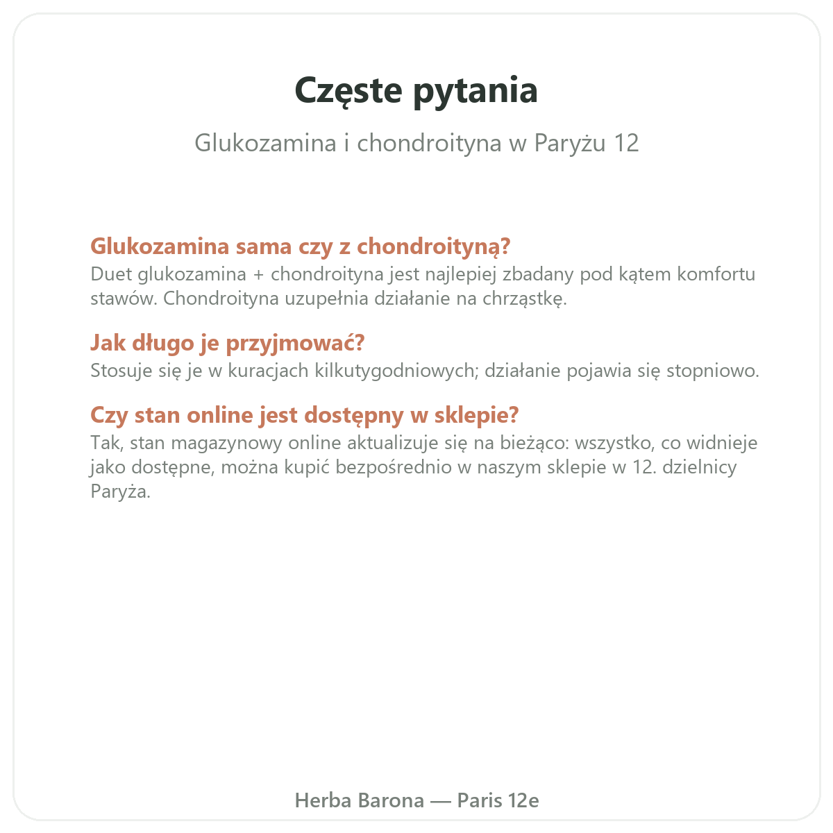 Najczęściej zadawane pytania - glukozamina i chondroityna, zamówienia z Polski
