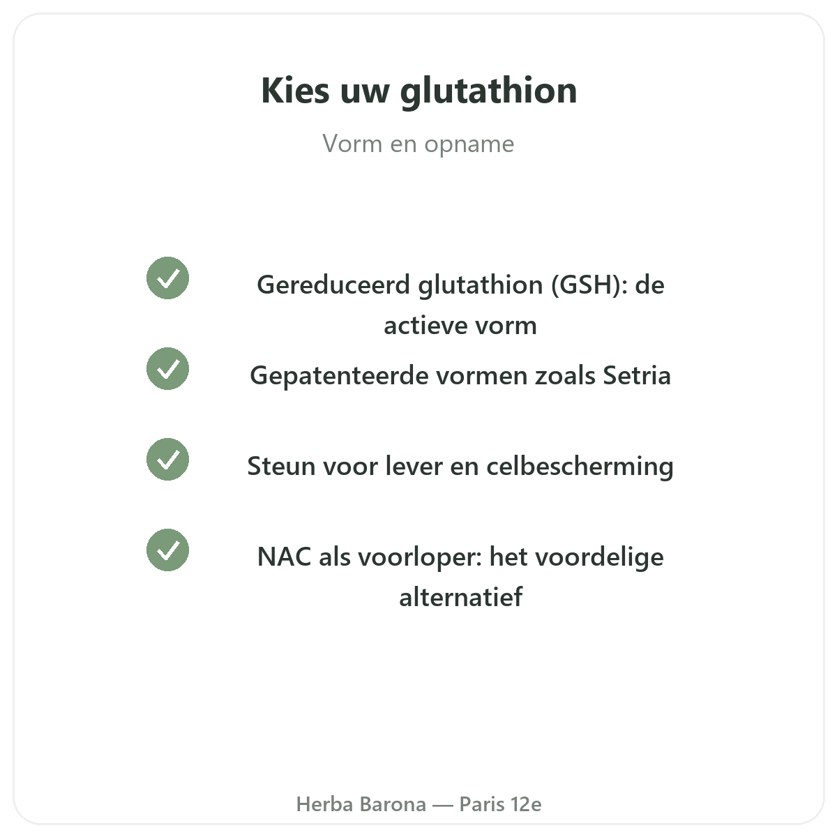 Glutathion Parijs - kwaliteitsbeloften bij Herba Barona Parijs