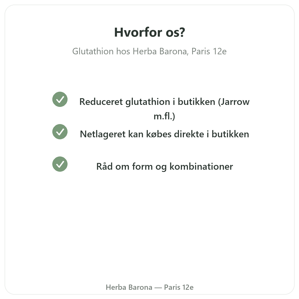Hvorfor købe Glutathion Paris i Paris hos Herba Barona Paris 12