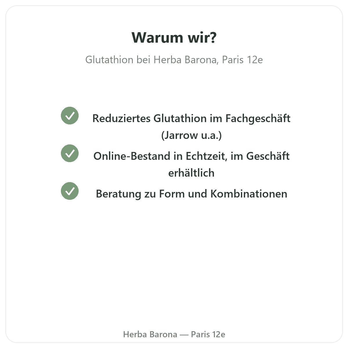 Warum Glutathion in Kapseln in Paris bei Herba Barona kaufen Paris 12e