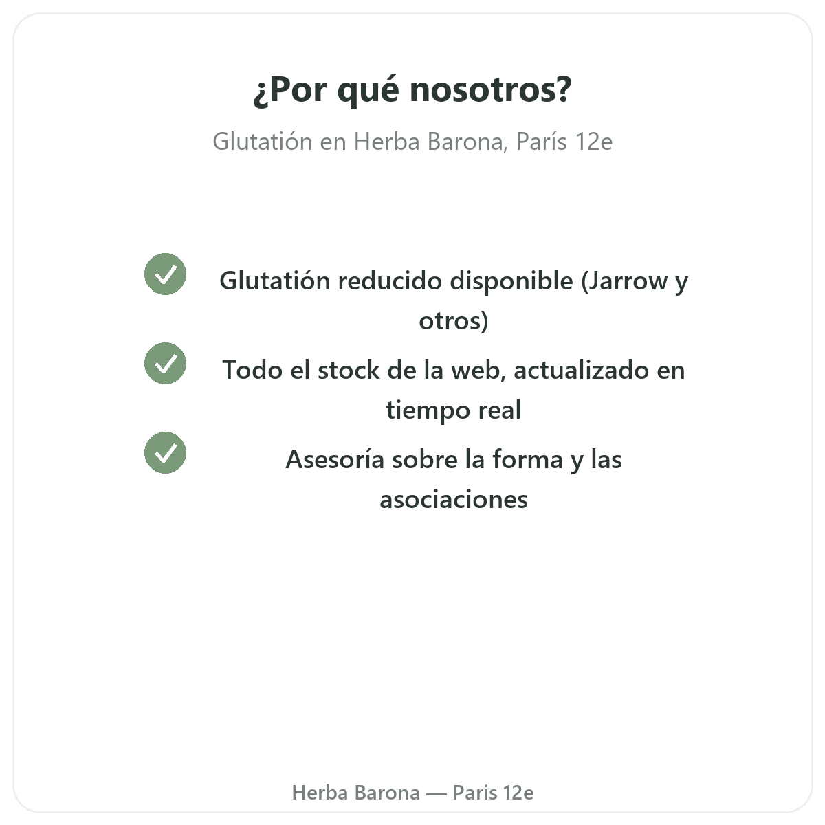 Por qué comprar Glutatión en cápsulas en París en Herba Barona París 12e