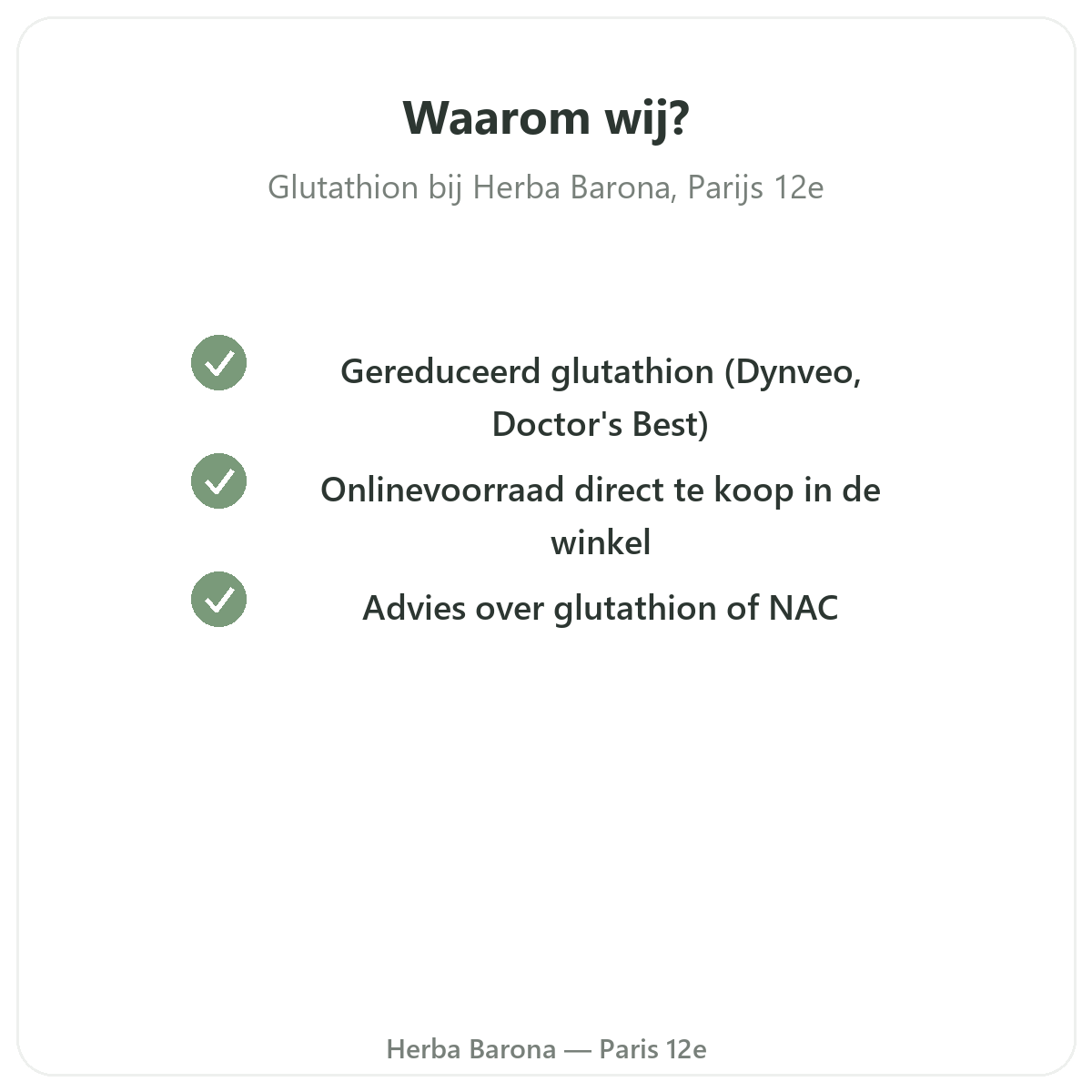Waarom Glutathion kopen in Parijs bij Herba Barona Parijs