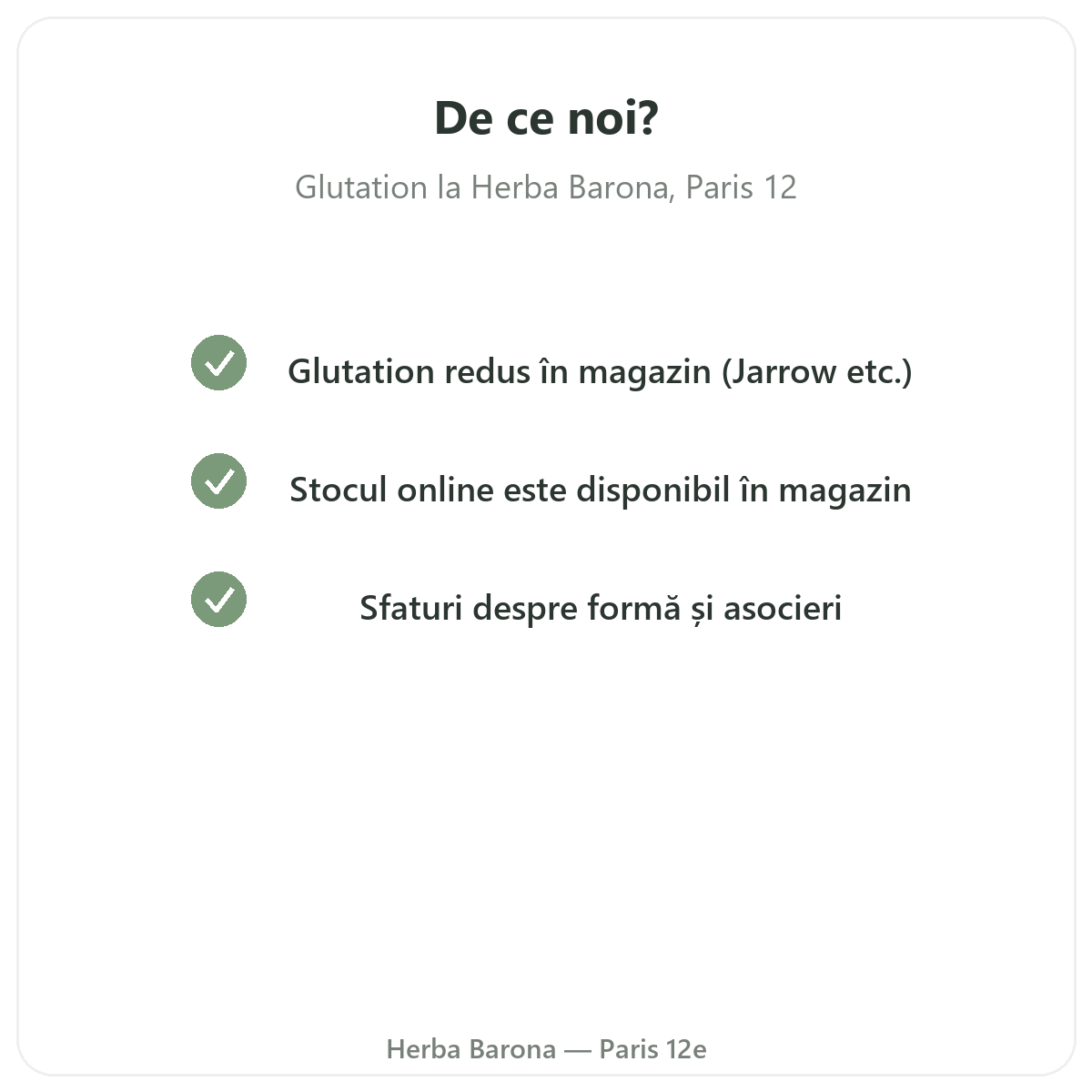 De ce să cumpărați Glutation Paris la Paris, la Herba Barona Paris, arondismentul 12