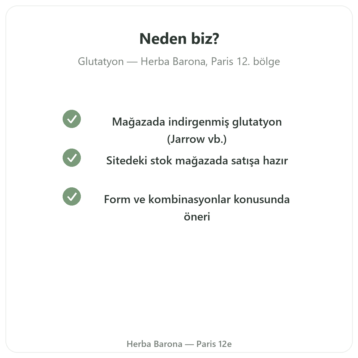 Paris’te Herba Barona Paris 12. bölge’den neden glutatyon almalısınız