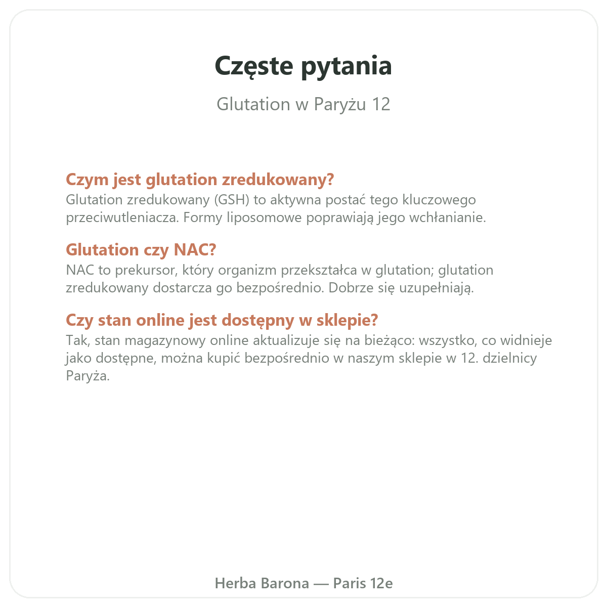 Najczęstsze pytania o Glutation – wysyłka do Polski, Herba Barona