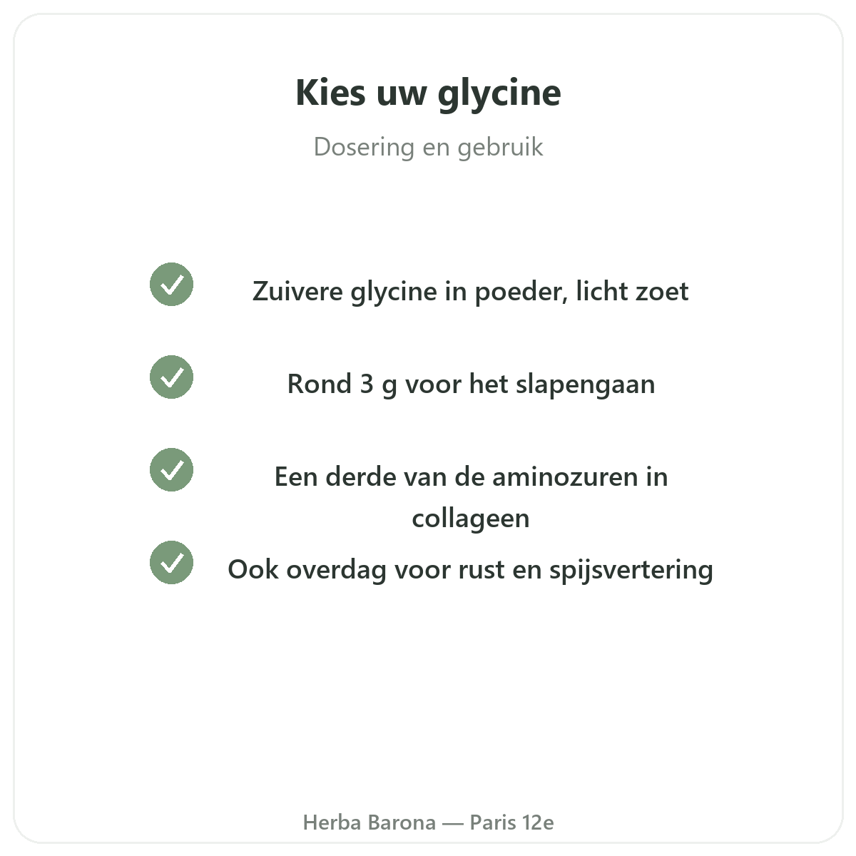 Glycine Parijs - kwaliteitsverbintenissen bij Herba Barona Parijs 12e