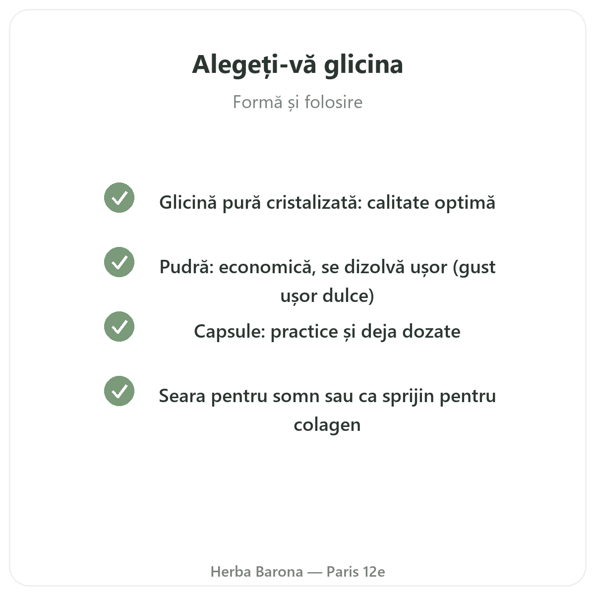 Glicină Paris - angajamente de calitate la Herba Barona Paris 12e