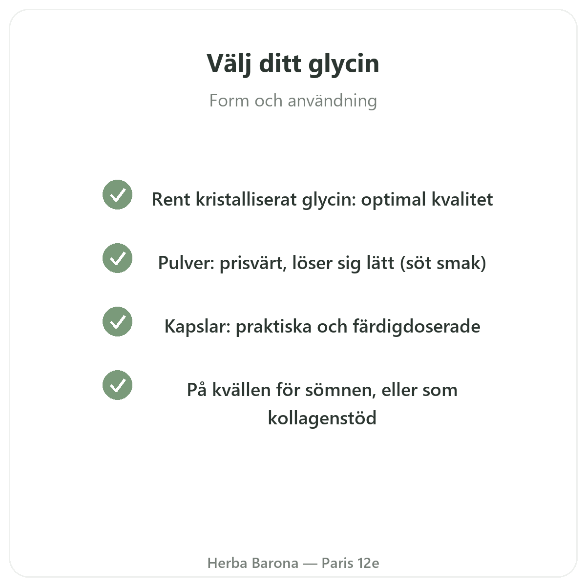 Glycin i Paris – kvalitetslöften hos Herba Barona Paris 12e