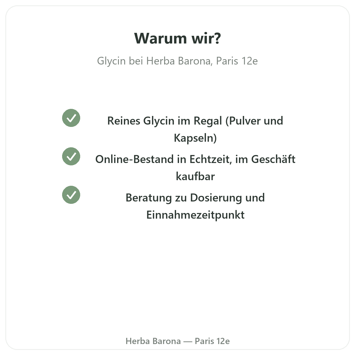Warum Glycin in Paris bei Herba Barona Paris 12e kaufen