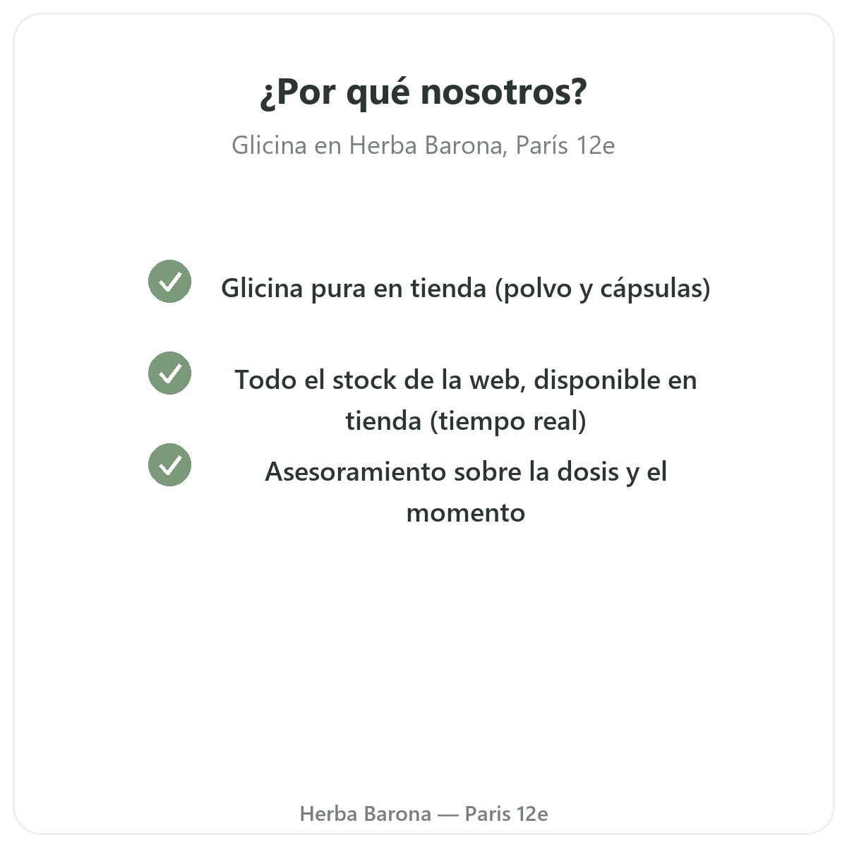 Por qué comprar glicina en París en Herba Barona París 12e