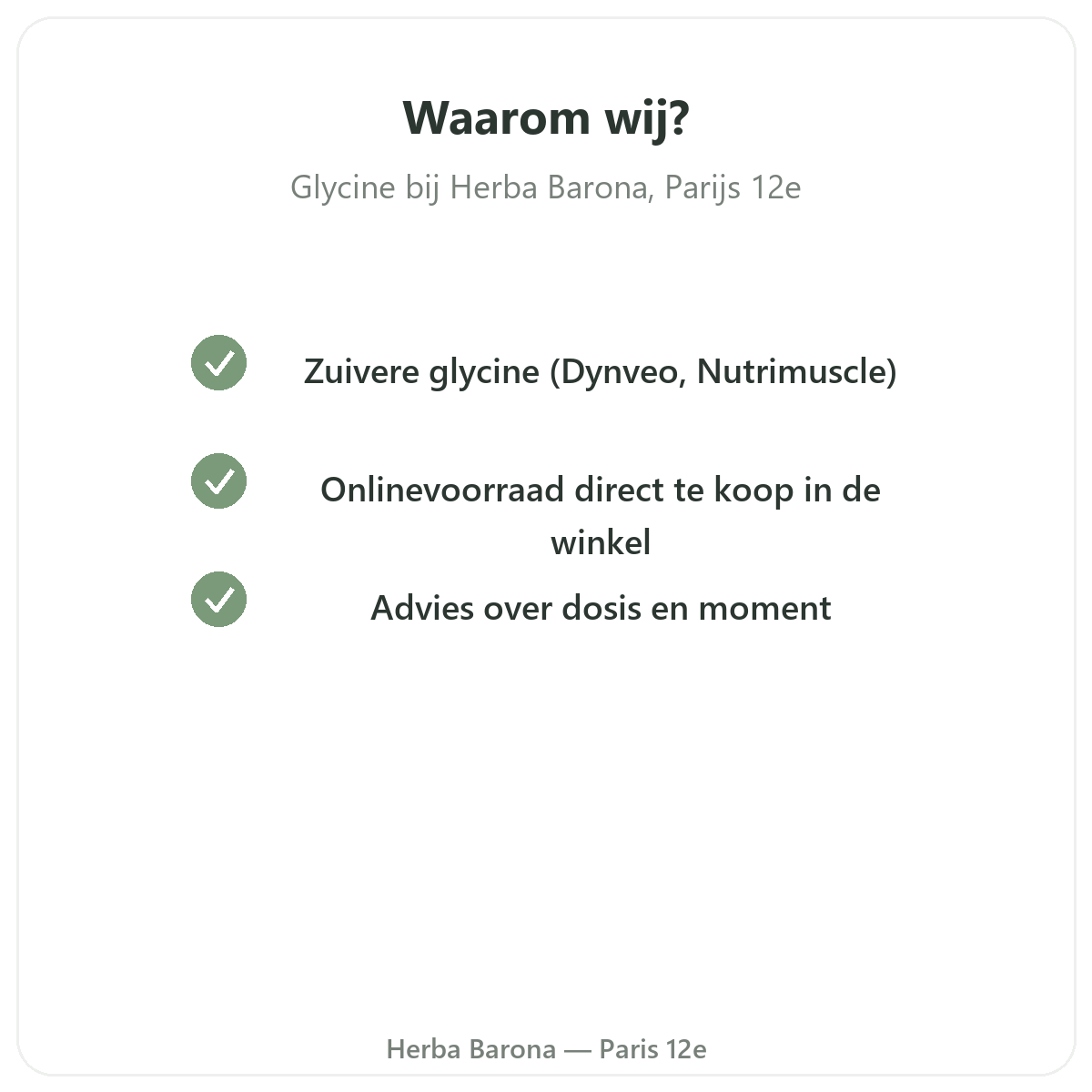 Waarom Glycine kopen bij Herba Barona in Parijs 12e