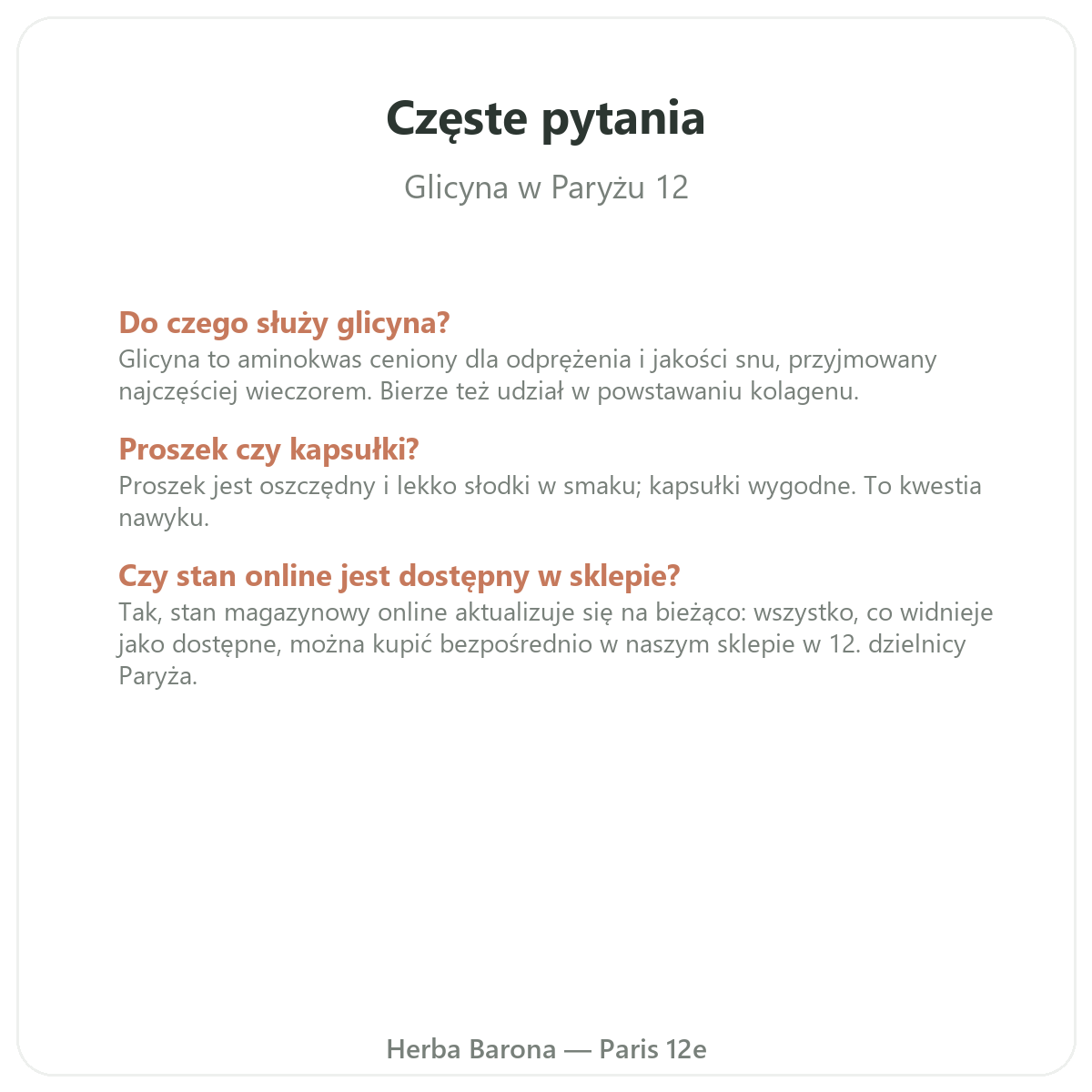 Najczęstsze pytania o Glicynę - Herba Barona, wysyłka na terenie Polski