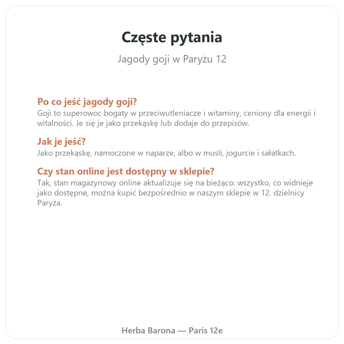 Najczęstsze pytania o Goji - Herba Barona, wysyłka na terenie Polski