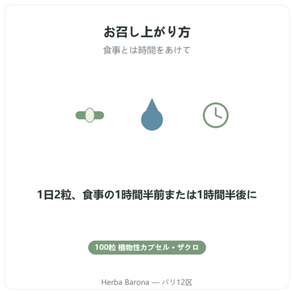 Granaprosan Dr Jacob's 100 gélules 食事とは時間をあけた飲み方 パリ Herba Barona