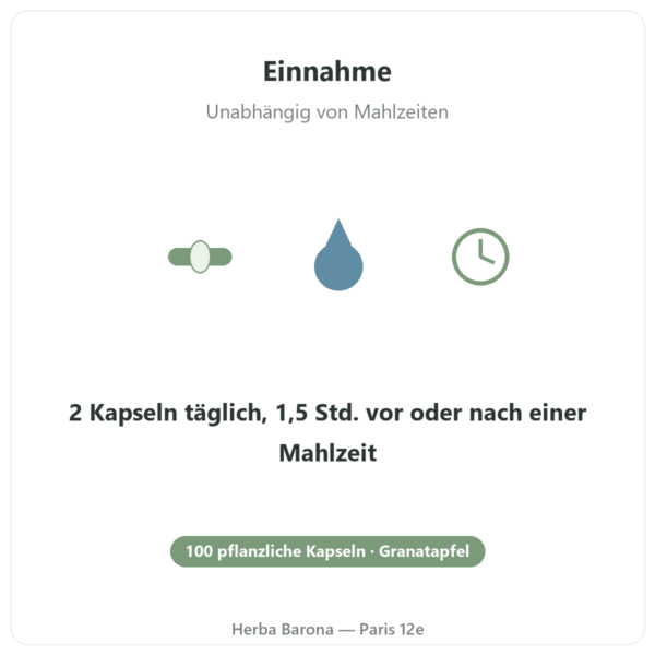 Granaprosan Dr Jacob's 100 gélules Einnahme unabhängig von Mahlzeiten Paris Herba Barona