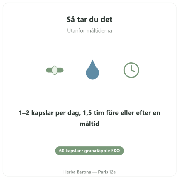Grenade Bio Dynveo 375 mg så tar du det utanför måltiderna Paris Herba Barona