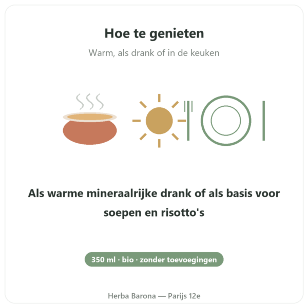 Groentenbouillon Bio – 350 ml – Jarmino gebruiksaanwijzing en dosering Paris Herba Barona