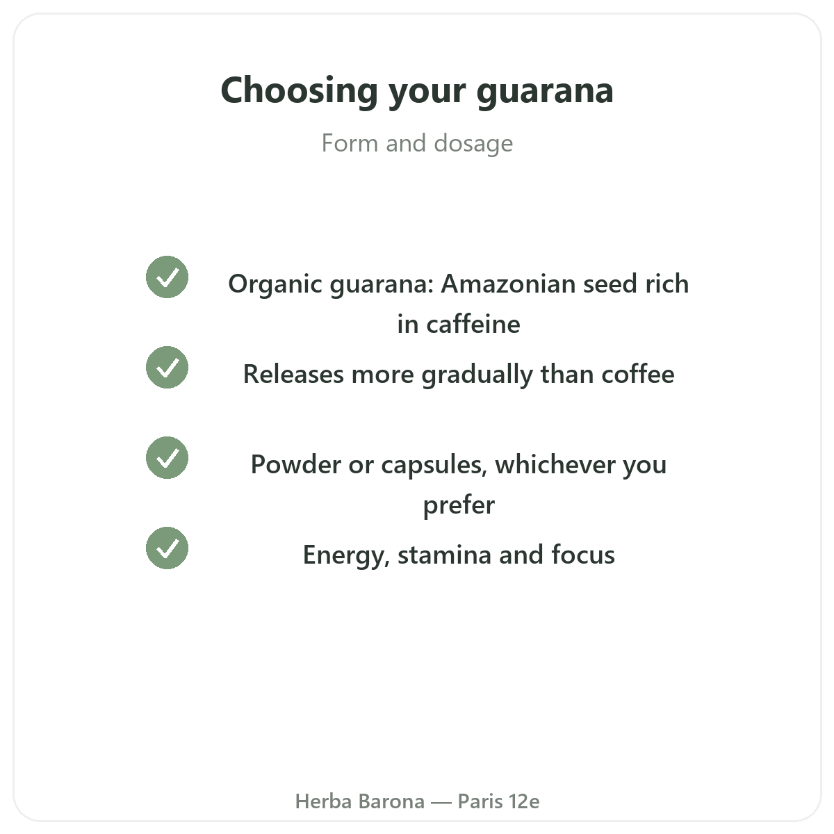 Guarana Paris - quality commitments at Herba Barona Paris 12e