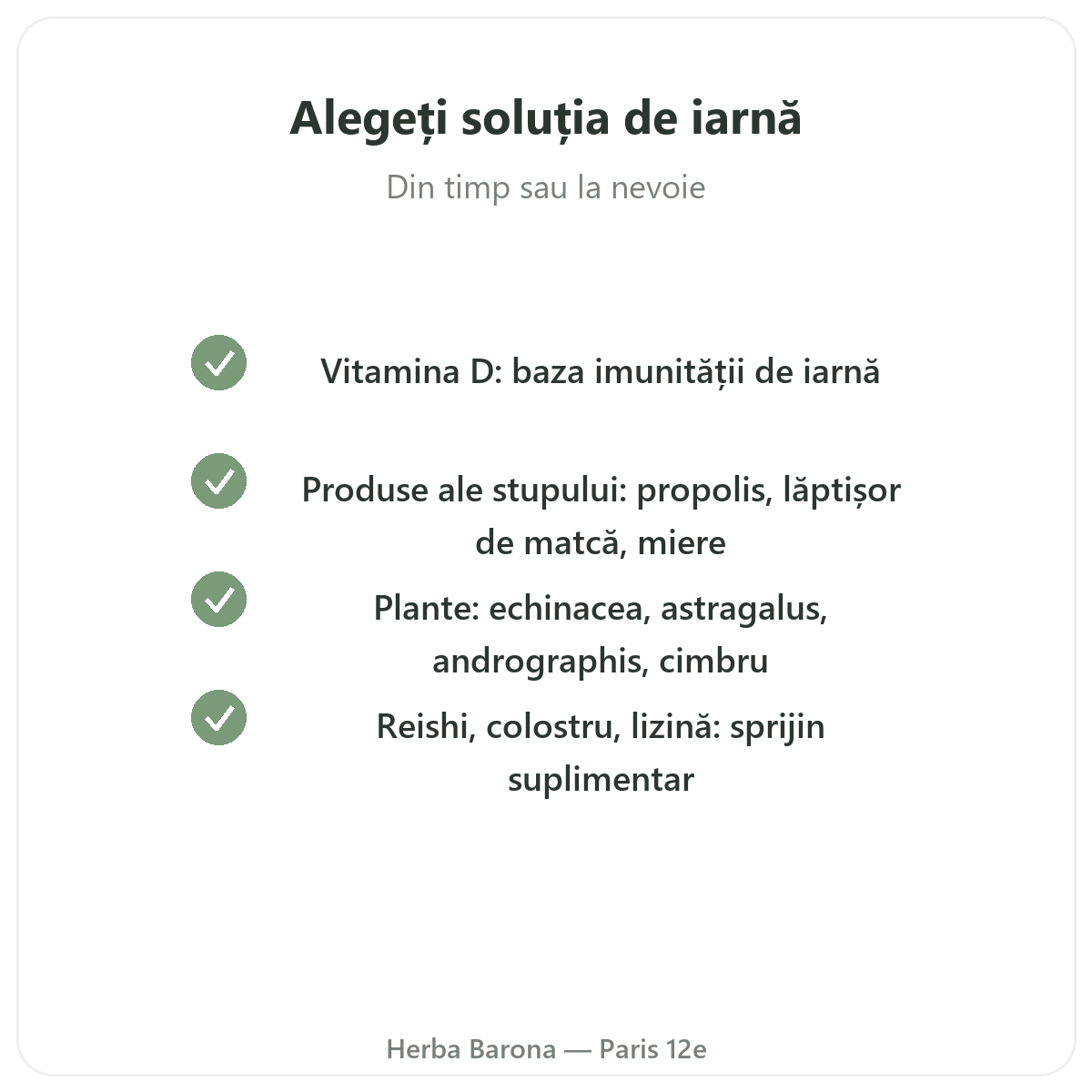 Apărare imunitară de iarnă Paris - angajamente de calitate la Herba Barona Paris, arondismentul 12