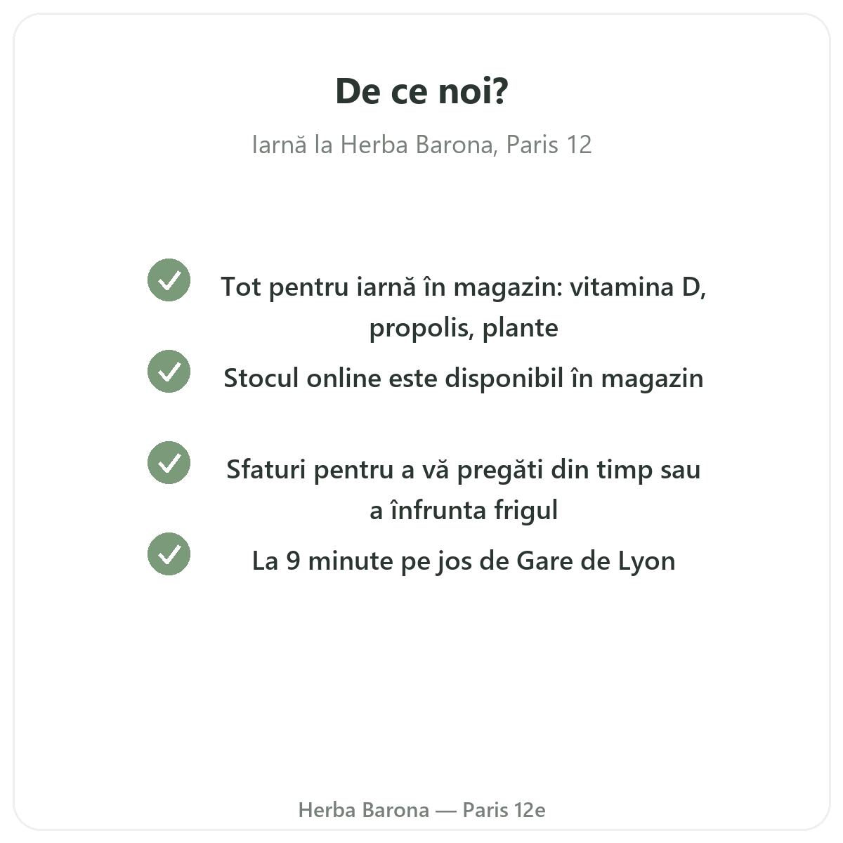 De ce să cumpărați produse pentru apărarea imunitară de iarnă la Paris de la Herba Barona Paris, arondismentul 12