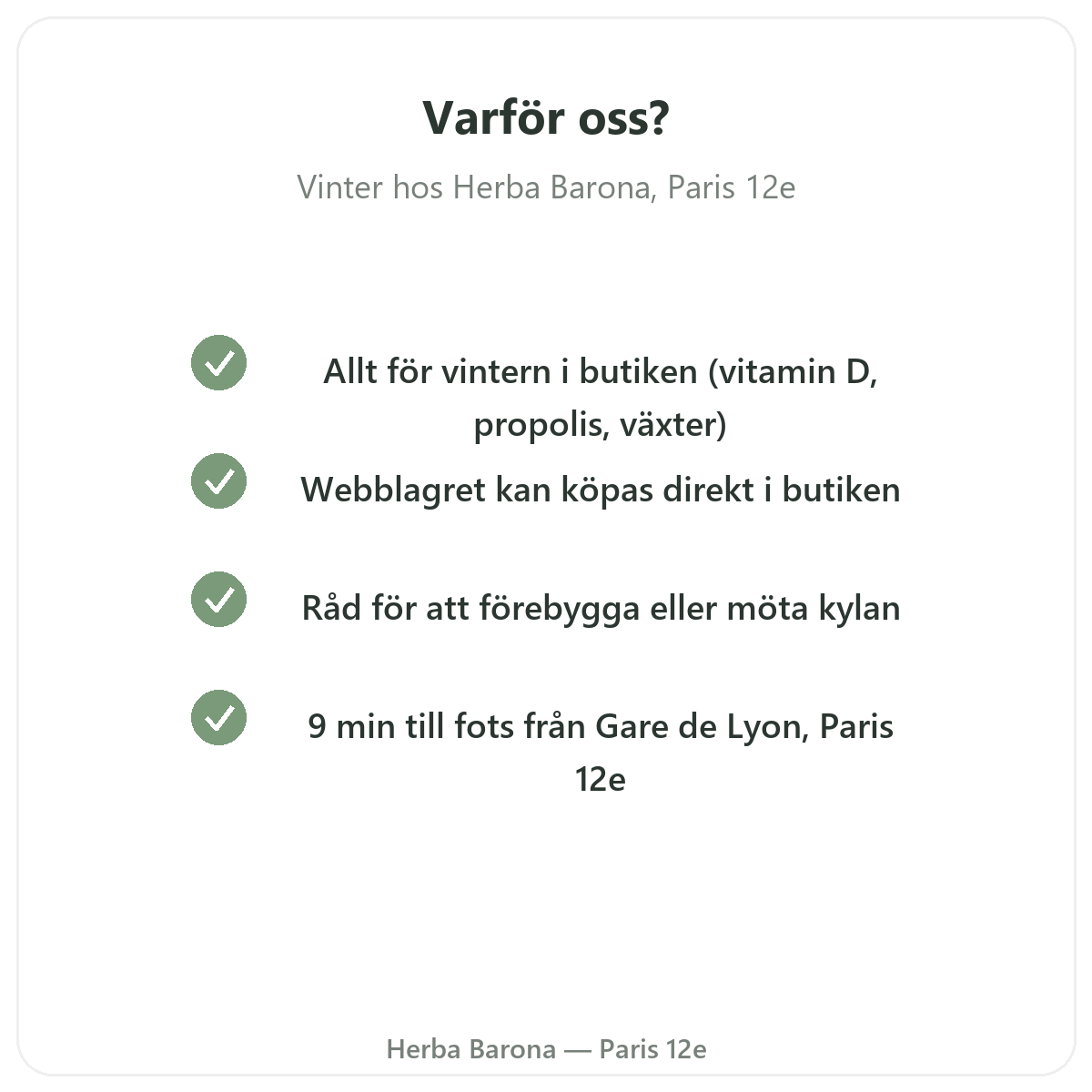Varför köpa vinterförsvar och immunitet i Paris hos Herba Barona Paris 12e