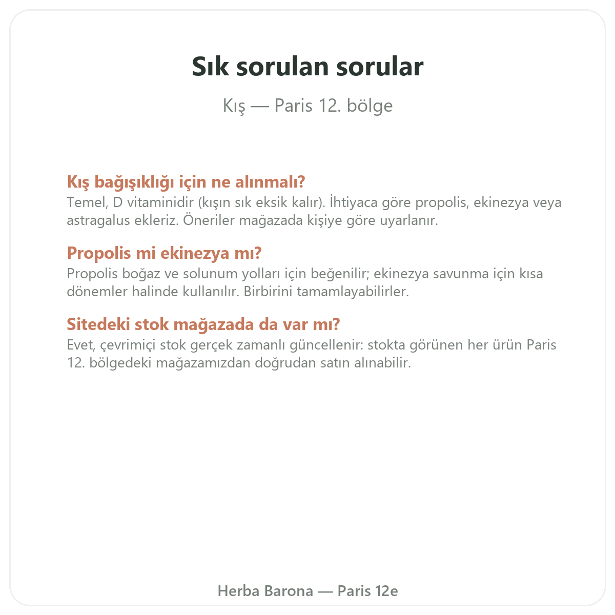 Paris’te kış bağışıklık savunması hakkında sıkça sorulan sorular - Herba Barona Paris 12. bölge