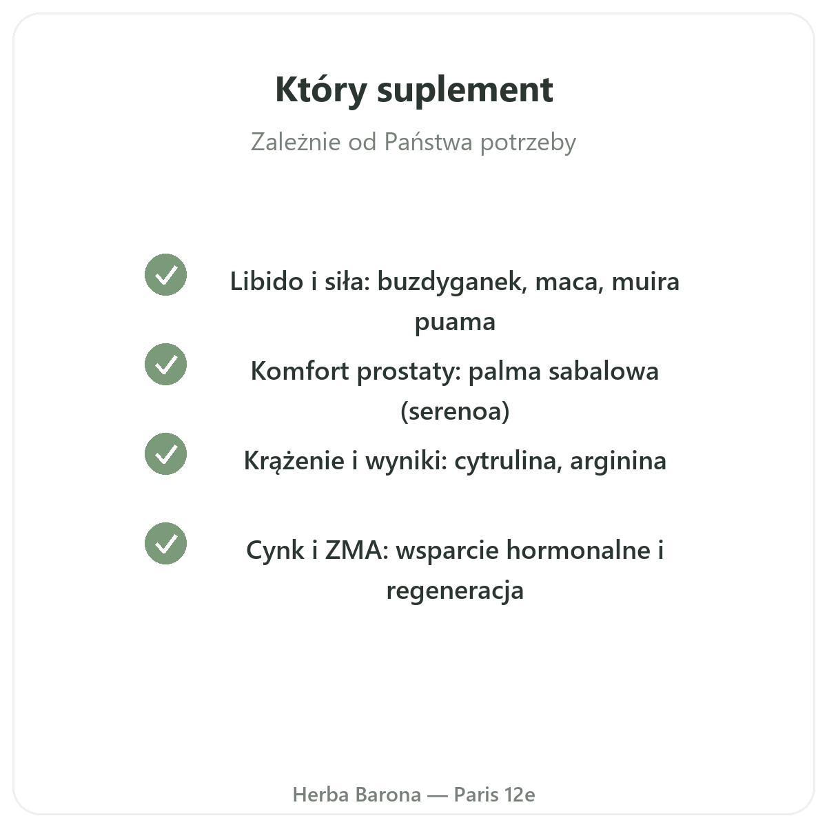 Suplementy dla mężczyzn Paryż - zobowiązania jakościowe w Herba Barona Paris 12e