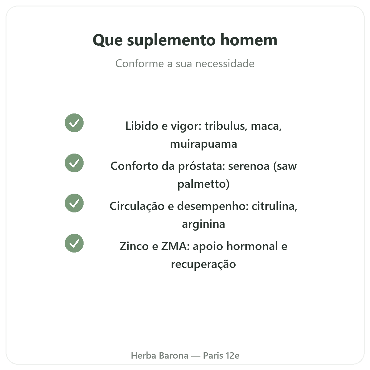 Suplementos para homens em Paris - compromissos de qualidade na Herba Barona Paris 12e