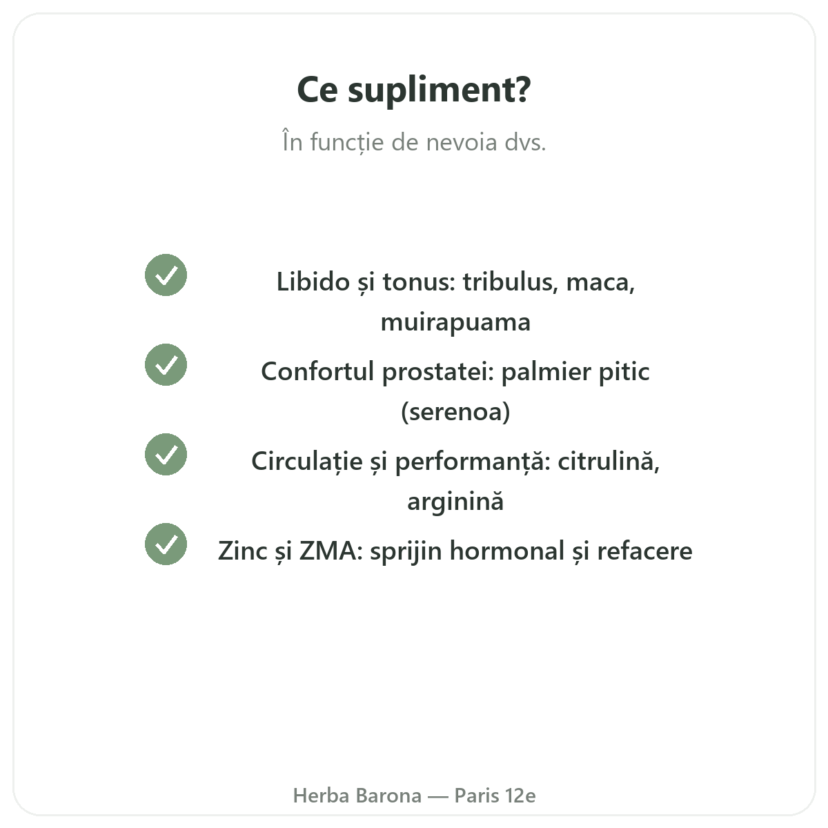 Suplimente pentru bărbați Paris - angajamente de calitate la Herba Barona Paris, arondismentul 12