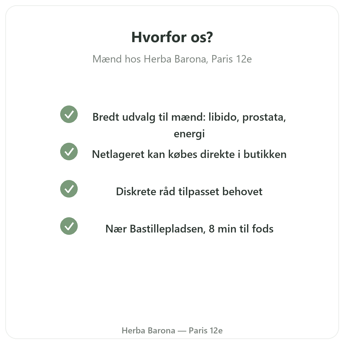 Hvorfor købe kosttilskud til mænd Paris i Paris hos Herba Barona Paris 12