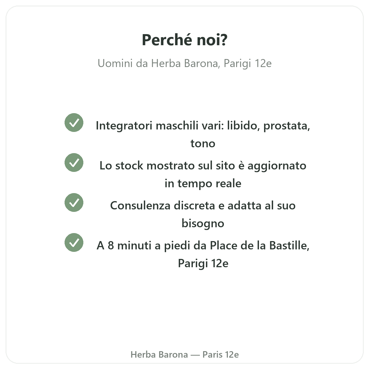 Perché acquistare integratori uomo a Parigi da Herba Barona Parigi 12e