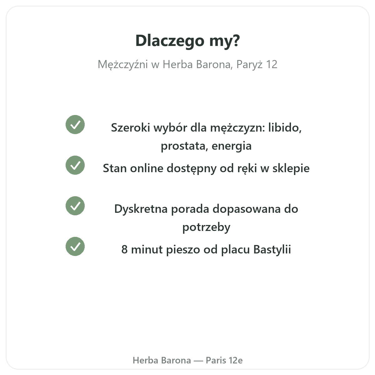 Dlaczego kupować suplementy dla mężczyzn w Paryżu w Herba Barona Paris 12e