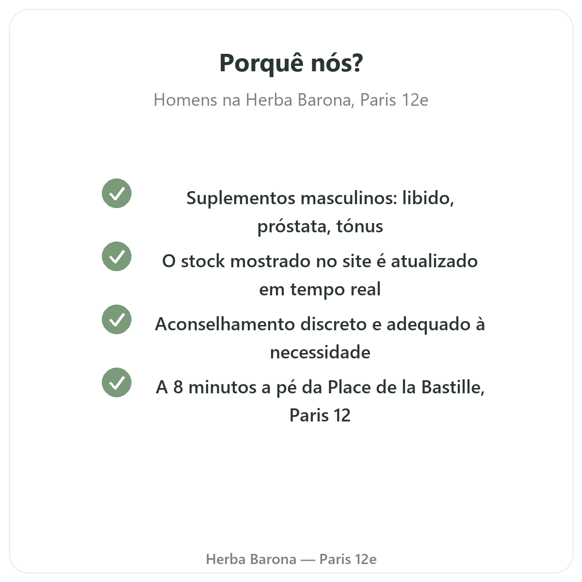 Porque comprar suplementos para homens em Paris na Herba Barona Paris 12e