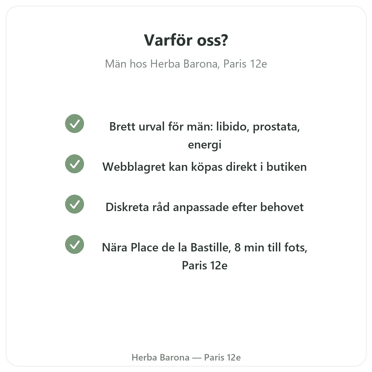 Varför köpa tillskott för män i Paris hos Herba Barona Paris 12e