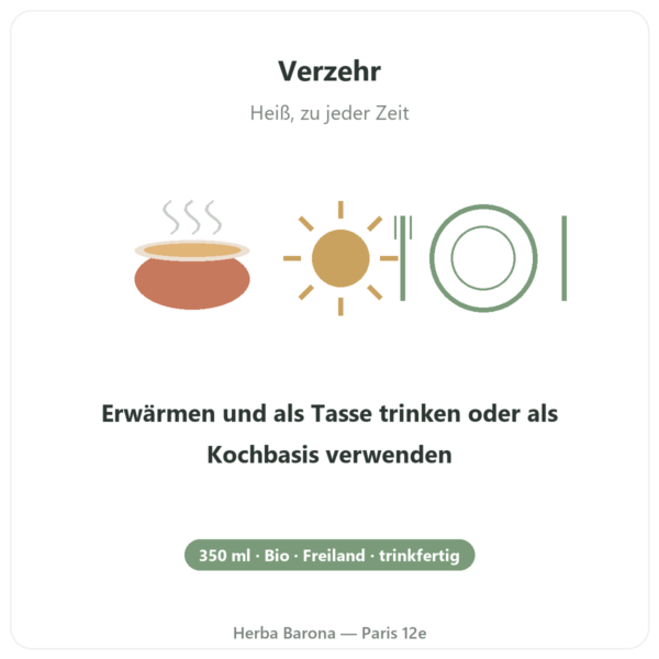 Hühnerknochenbrühe – 350 ml – Jarmino Anwendung und Dosierung Paris Herba Barona