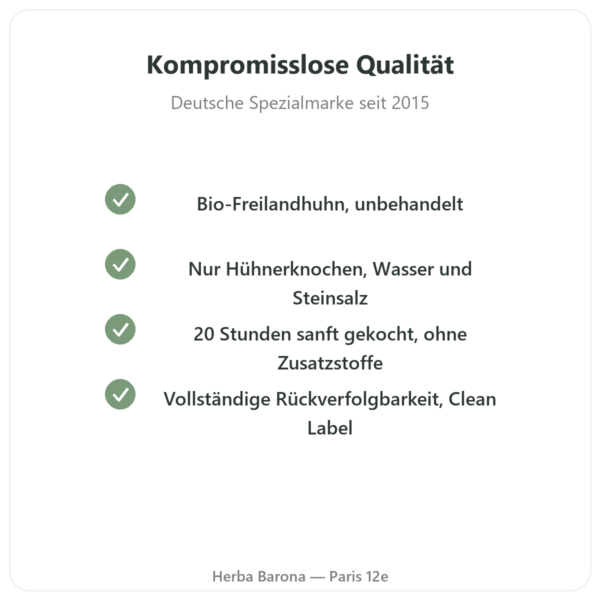 Hühnerknochenbrühe – 350 ml – Jarmino Qualität Paris Herba Barona