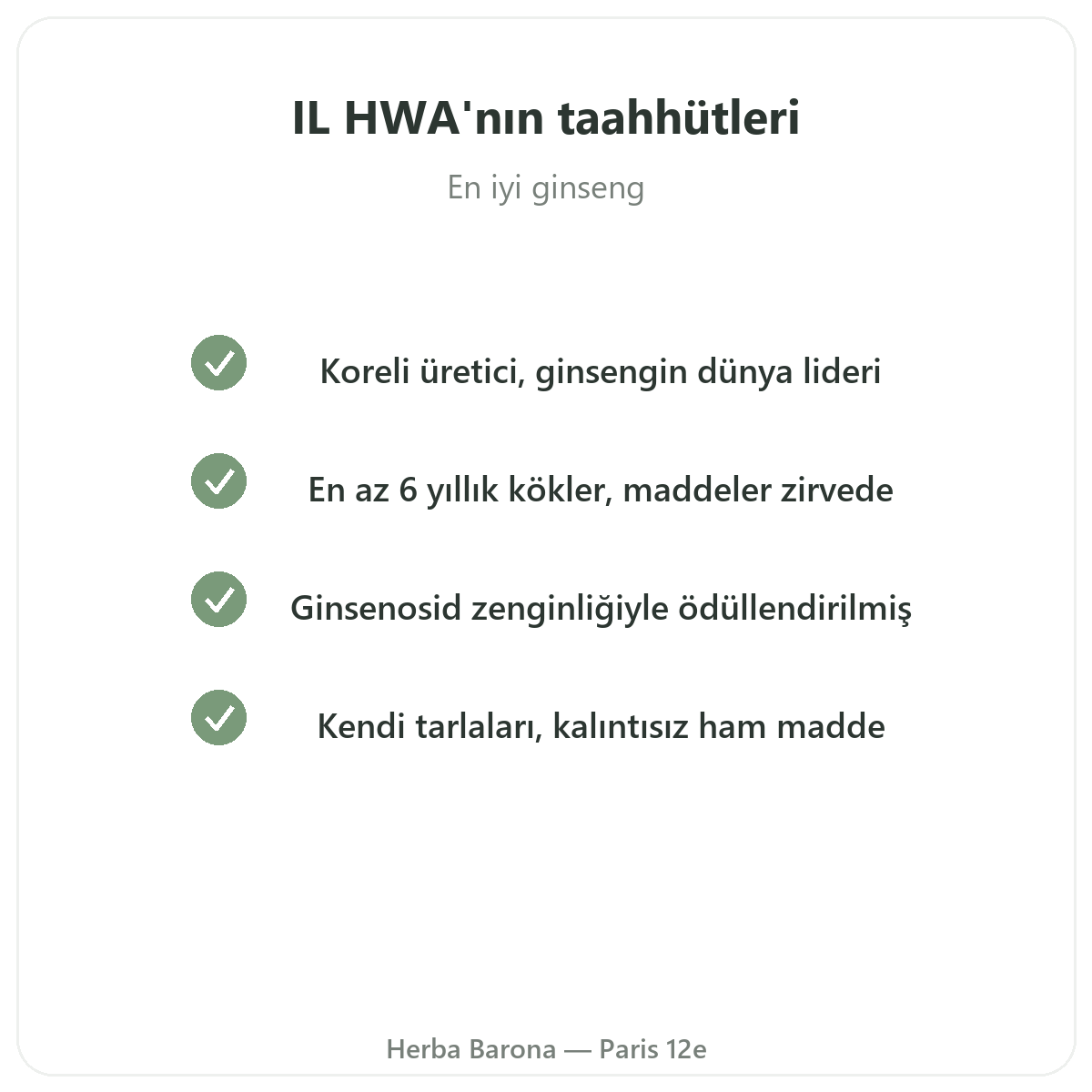 IL HWA Paris - Herba Barona Paris 12. bölgede kalite taahhütleri