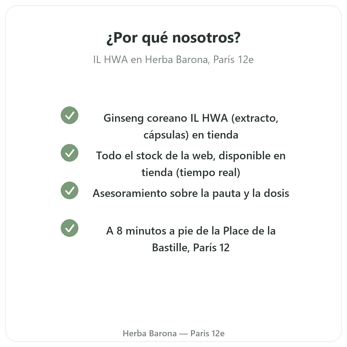 Por qué comprar IL HWA en París en Herba Barona París 12e